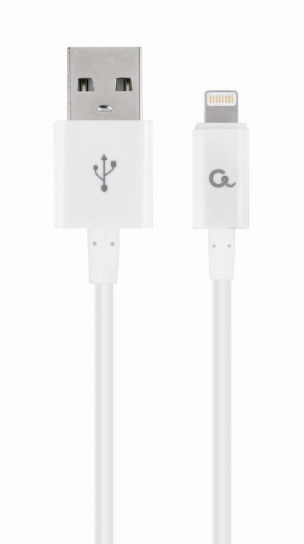 Cablu alimentare si date GEMBIRD USB 2.0 (T) la Lightning (T), 1m, alb, CC-USB2P-AMLM-1M-W