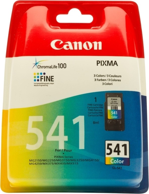 Cartus cerneala Canon CL-541, color, capacitate 8ml / 180 pagini, pentru Canon Pixma MG2150, Pixma MG2250, Pixma MG3150, Pixma MG3250, Pixma MG3550, Pixma MG4150, Pixma MG4250, Pixma MX375, Pixma MX395, Pixma MX435, Pixma MX455, Pixma MX475, Pixma MX515,