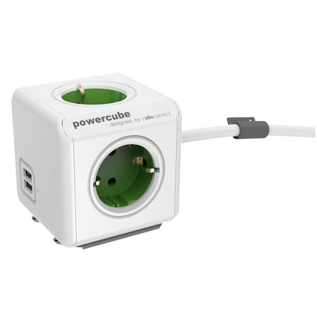 Priza PowerCube Allocacoc 1402GN/DEEUPC, Schuko x 4, alb