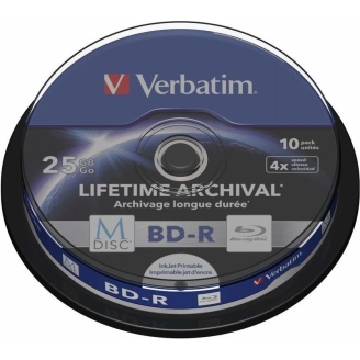 BD-R VERBATIM  25GB, viteza 4x, 10 buc, spindle, printabil, "MDISC Lifetime...