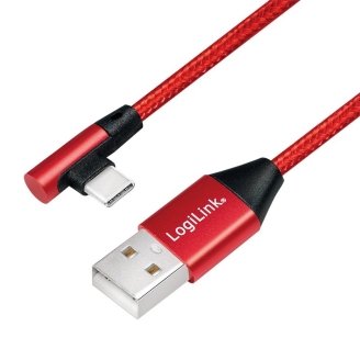 Cablu Alimentare si Date LogiLink CU0145 USB 2.0 la USB Type-C 90 Grade 0.3m...