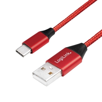Cablu Alimentare si Date LogiLink Premium, USB 2.0 la USB Type-C, 1m, Rosu...