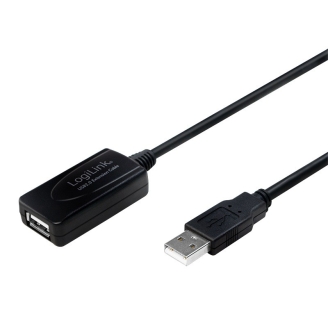Cablu USB Logilink prelungitor UA0143, USB 2.0 (T) la USB 2.0 (M), 10m, negru