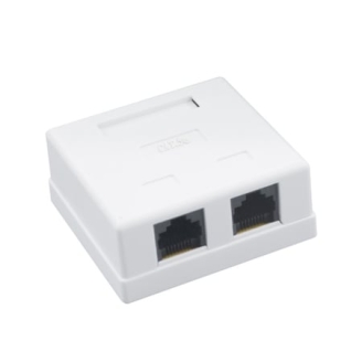 Priza UTP dubla aplicata cat.5e - Emtex EMT-UTP5E-2P-PT, alb