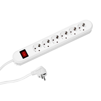 Prelungitor cu protectie Smart 381.250K, 6x Schuko, Protectie copii, alb