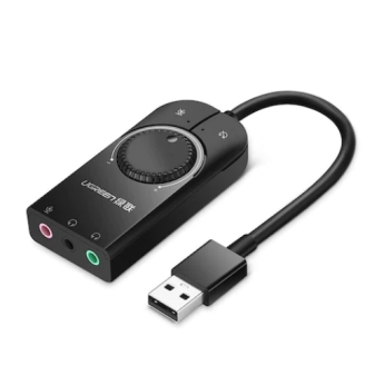 Adaptor audio Ugreen CM129, USB(T) la 2 x Jack 3.5", negru 40964