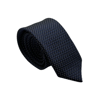 Cravata mătase black- white flower slim