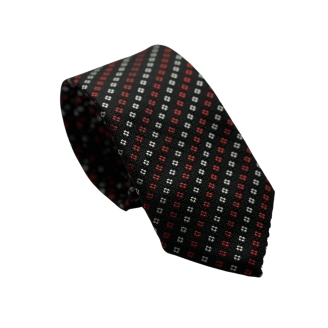 Cravata black Grey squares slim