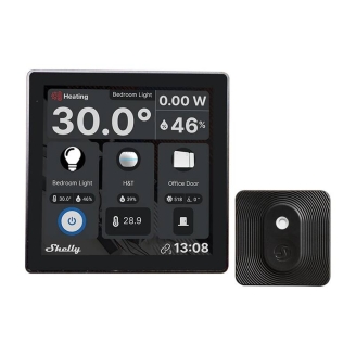 Set panou de control Shelly Wall Display (negru) + BLU H&T Ivory
