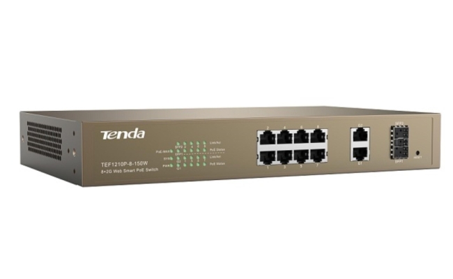 Switch Tenda TEF1210P-8-150W, 8 porturi, PoE