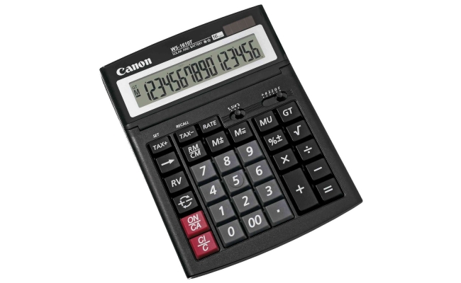 Calculator birou Canon WS-1610T, 16 digiti, display LCD, alimentare solara si...