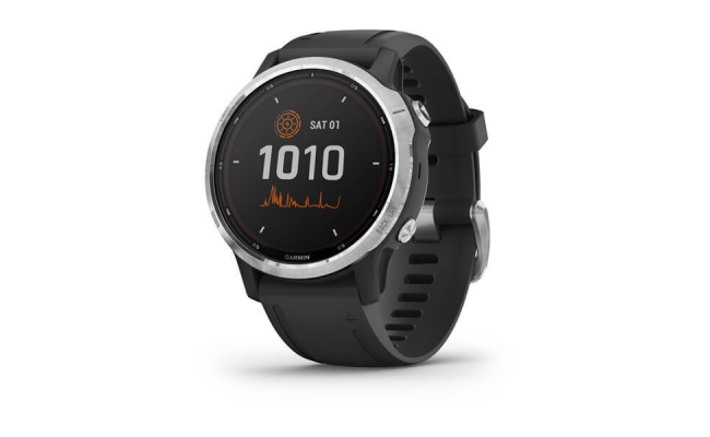Ceas Smartwatch Garmin Fenix 6S Solar, GPS, Silver/Black Band