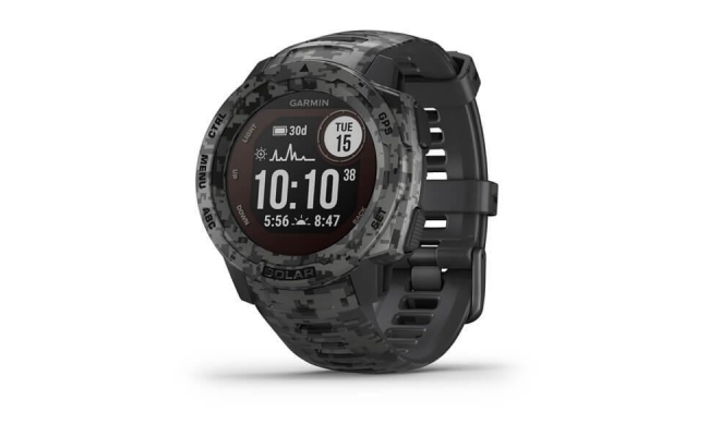 Ceas Smartwatch Garmin Instinct Solar Camo Edition, GPS, Watch Graphite Camo WW