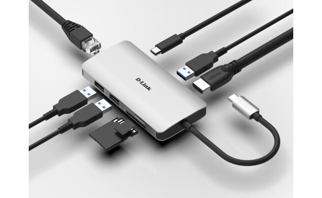 Hub USB DLINK DUB-M810, 8 porturi 3.0, gri