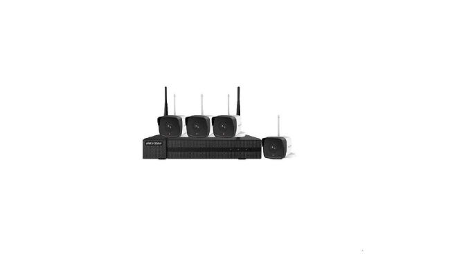 KIT WIFI 4 camere bullet si NVR HiWatch HWK-N4142B-MH/W 2MP