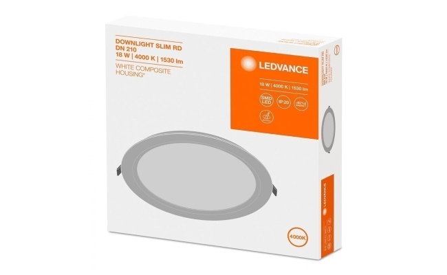 Ledvance recessed round LED spot, DOWNLIGHT SLIM ALU, 18W, 220-240V, IP20,...