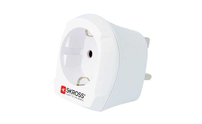 Adaptor priza UK Skross, Schuko x 1, conectare prin Socket UK (T), 10 A, alb,...