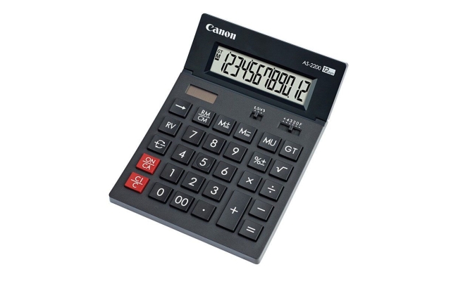 Calculator birou Canon AS2200, 12 digiti, display LCD, alimentare solara si...