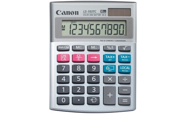 Calculator birou Canon LS-103TC, 10 digiti, display LCD, functie tax si...