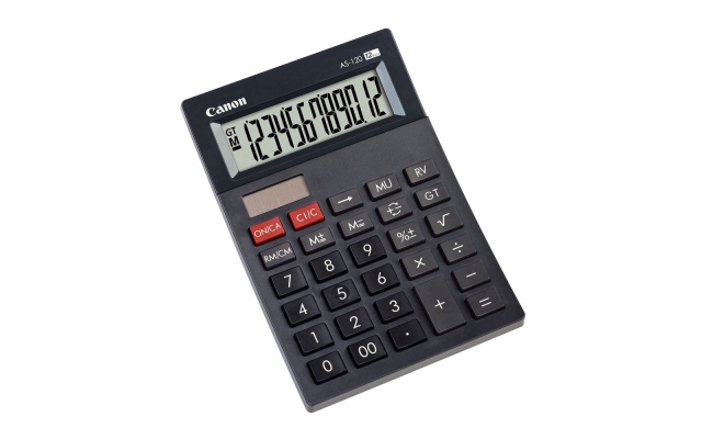 Calculator de birou CANON AS-120, ecran 12 digite, alimentare solară și...