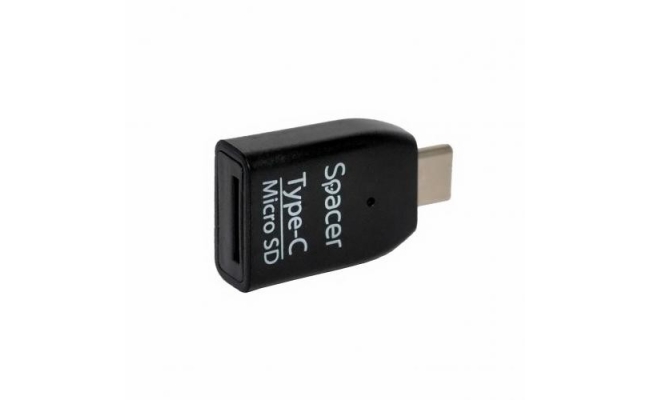 Cititor de carduri extern SPACER, USB Type C, microSD, negru SPCR-307