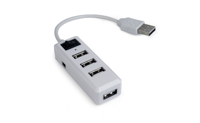 HUB extern GEMBIRD 4 porturi USB 2.0, cablu 0.15 m, alb (UHB-U2P4-21)