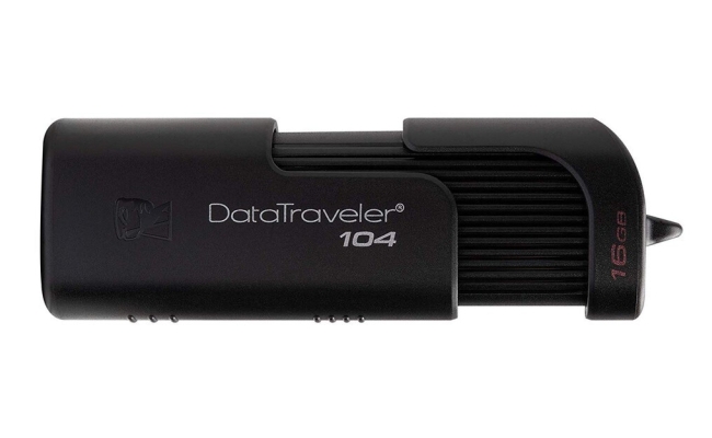 Memorie USB 2.0 Kingston 16GB DT104/16GB - Retractabila, Carcasa Plastic, Negru