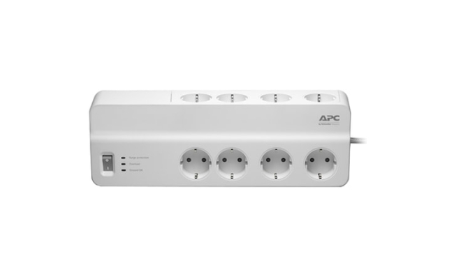 Prelungitor APC cu protectie 8 prize Schuko cablu ≤2.0m  alb