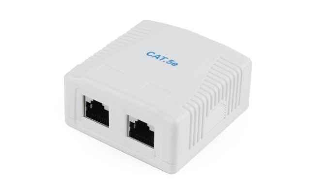 Priza RJ45 Gembird Cat5e pentru FTP cu 2 porturi RJ45 si kit de montare alb