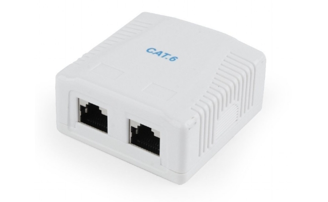 PRIZA RJ45 GEMBIRD Cat6. pt. FTP, 2 x RJ45, include kit montare, white,...