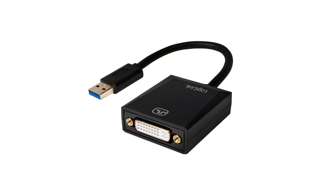 Adaptor USB 3.0 la DVI-I DL LogiLink UA0232 - Full HD 1080p, Negru, 10 cm