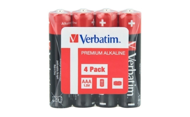 Baterii Verbatim AAA Alcaline - 4buc (R3), 1.5V, Shrink Wrap 49500
