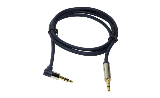 Cablu Audio Stereo LogiLink CA11100 - 1m, Conectori Auriti, 90 Grade, Albastru
