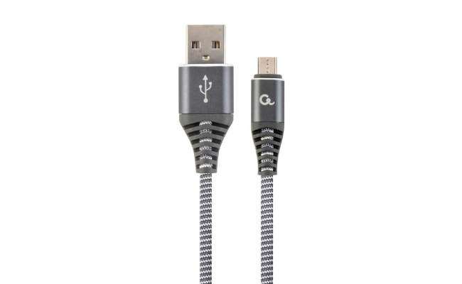 Cablu Gembird Premium USB 2.0 la Micro-USB 2.0, 1m, Gri Metalizat cu Inserții...
