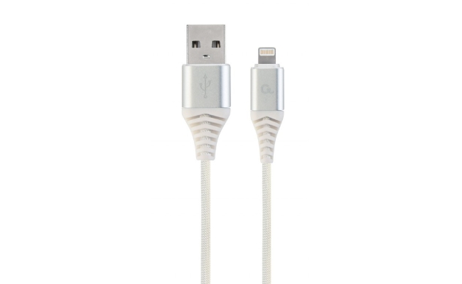 Cablu Premium Gembird USB 2.0 la Lightning, 1m, Alb, Conectori Argintii...