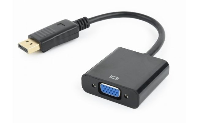 Adaptor DisplayPort (T) la VGA (M) Gembird, 10cm, Full HD Negru (A-DPM-VGAF-02)