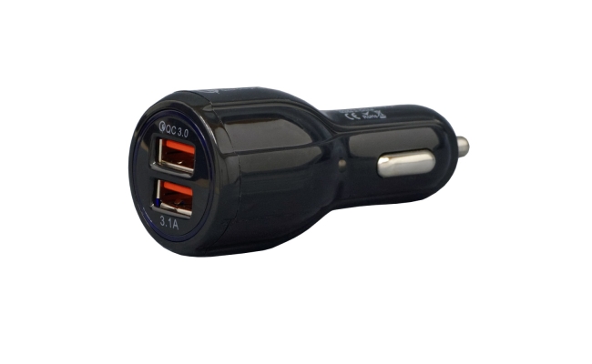 Alimentator auto SPACER SP-QC-30, 2xUSB (QC3.0 & 3.1A), negru