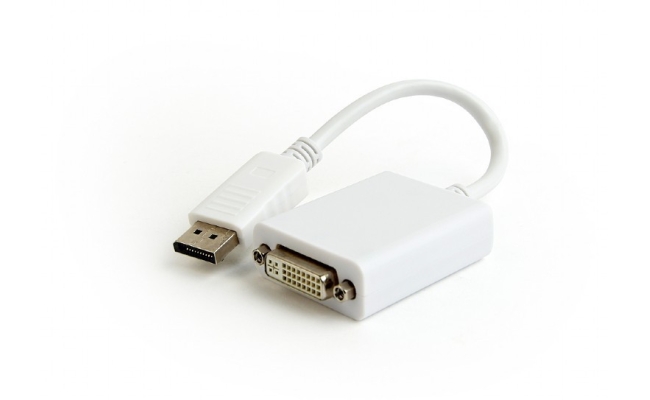 Cablu Adaptor Gembird DisplayPort (T) la DVI-I DL (M) 10cm Alb A-DPM-DVIF-03-W
