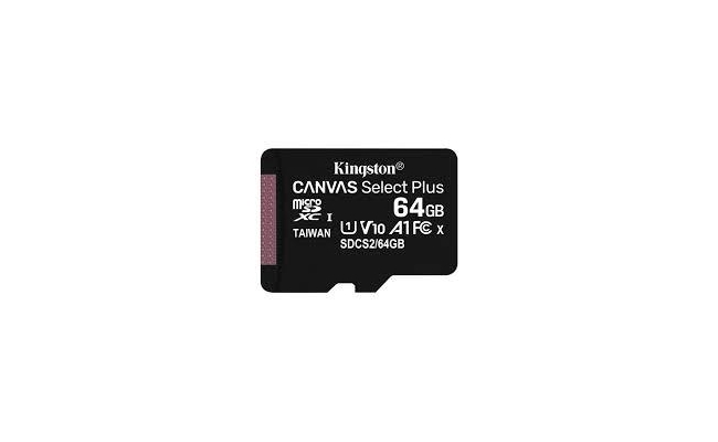 MicroSD Kingston, 64GB, Select Plus, Clasa 10 UHS-I Performance, R: 100 MB/s