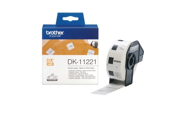 Etichete de hartie Original Brother Black on White, DK11221, 23x23mm, 1000buc