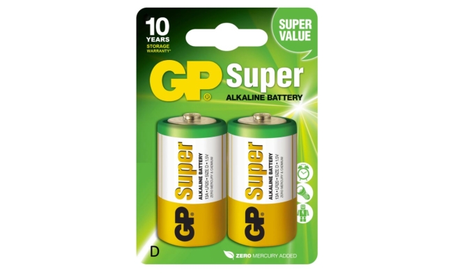 Baterii GP Super Alkaline D (LR20), 1.5V, blister 2 buc (GPPCA13AS005)