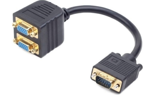 Cablu video GEMBIRD Splitter VGA (T) la 2 x VGA (M), 20cm, negru, CC-VGAX2-20CM
