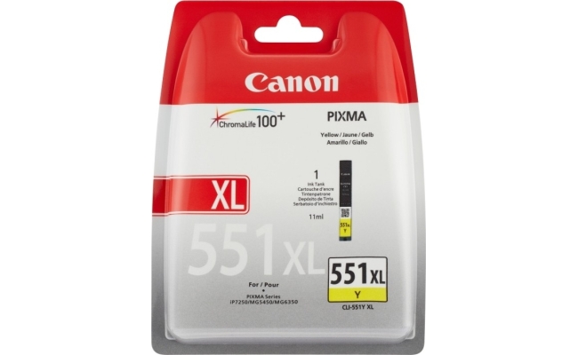 Cartus cerneala Canon CLI-551XL, yellow, capacitate 11ml, pentru Canon Pixma...