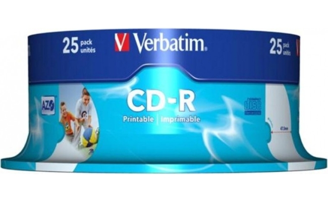 CD-R Verbatim 700MB, 80 minute, 52x, 25 bucati, spindle, printabil...