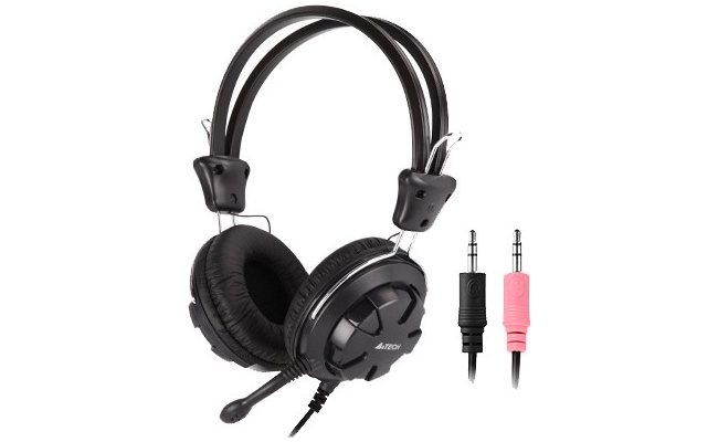 Casti A4tech ComfortFIt HS-28-1, cu fir, conectare prin Jack 3.5 mm x 2, negru