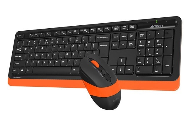 Kit Tastatura si Mouse A4Tech Fstyler FG10 + FGK10 wireless, negru portocaliu...