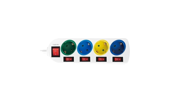 Prelungitor Logilink  LPS257, Schuko x 4,1.5 m, 16 A, multicolor
