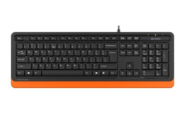 Tastatura A4Tech Fstyler USB cu fir negru si portocaliu (FK10 Orange)