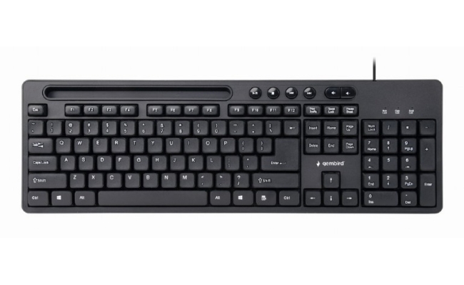 Tastatura Gembird KB-UM-108, USB, cu stand telefon, negru