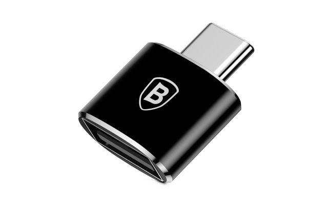 Adaptor Baseus Mini OTG, USB Type-C(T) la USB 3.0(M), corp metalic, negru